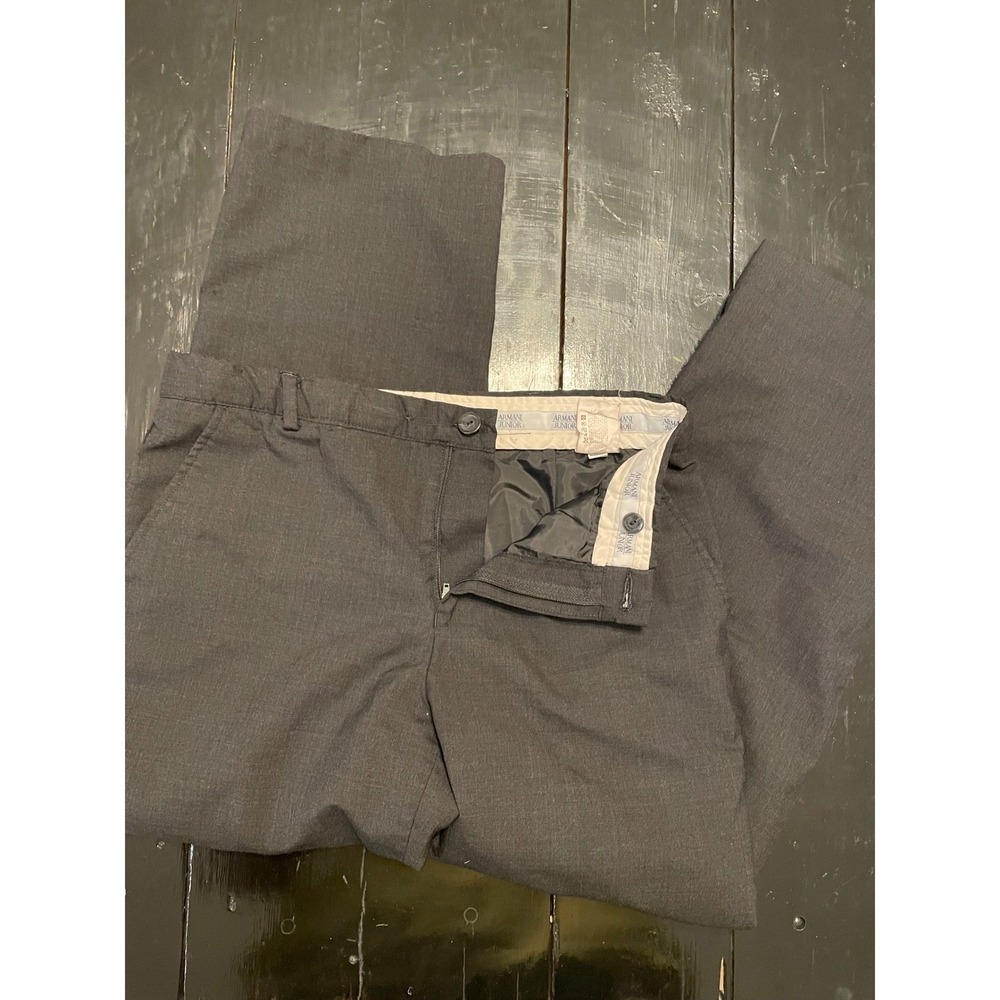 Armani Junior Boys Charcoal Gray Flat Front Dress Pants Size 12A 154cm